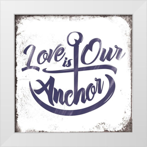 Love Anchor White Modern Wood Framed Art Print by Brando, JJ