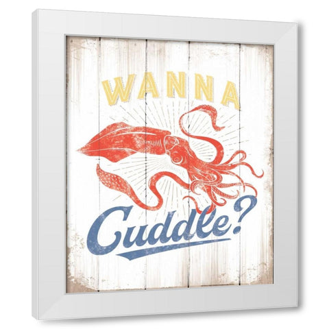 Wanna Cuddle White Modern Wood Framed Art Print by Brando, JJ