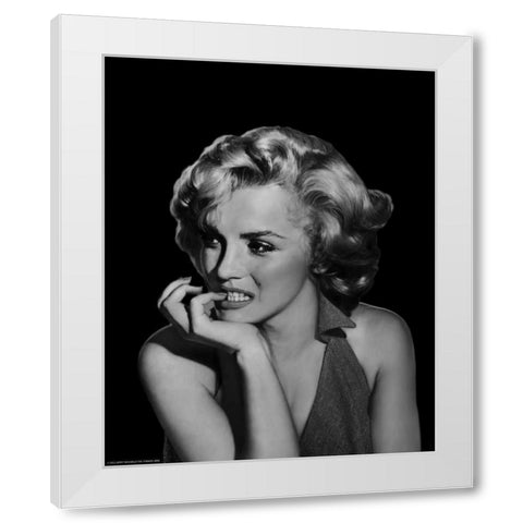 The Thinker - Marilyn Monroe White Modern Wood Framed Art Print by Michael, Jerry