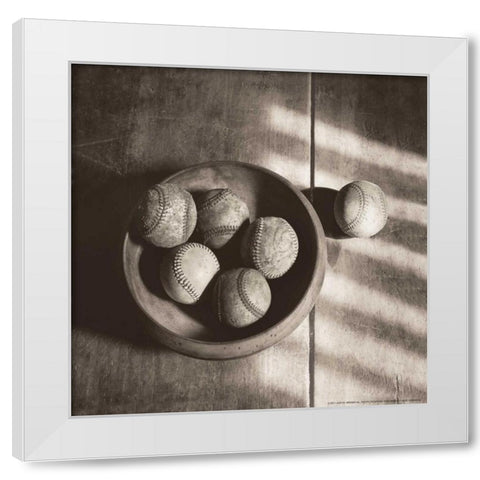 Baseball Bowl White Modern Wood Framed Art Print by Messer, Judy B.