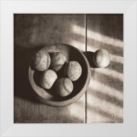 Baseball Bowl White Modern Wood Framed Art Print by Messer, Judy B.