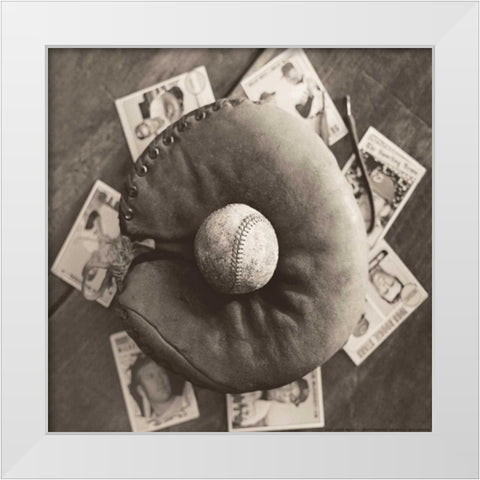 Baseball Cards White Modern Wood Framed Art Print by Messer, Judy B.