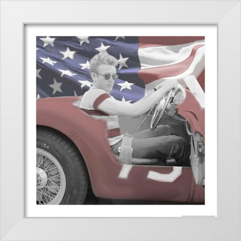 James Dean Flag W Border White Modern Wood Framed Art Print by Michaels, Jerry