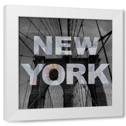 New York Collage White Modern Wood Framed Art Print by Holzner, Renate