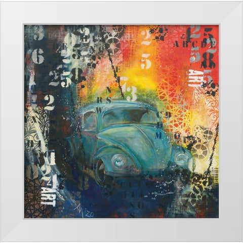 POP BEETLE White Modern Wood Framed Art Print by Mizo