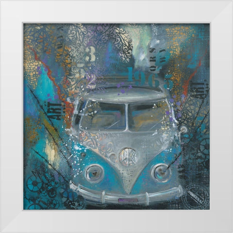 BLUE BULLY White Modern Wood Framed Art Print by Mizo