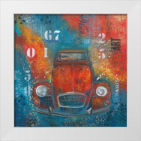 POP 2CV White Modern Wood Framed Art Print by Mizo