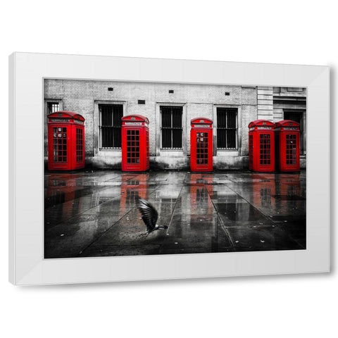 PHONE BOOTHS I White Modern Wood Framed Art Print by Kostka, Vladimir