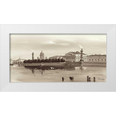 Strelka, Tip Of Wassili Island White Modern Wood Framed Art Print by Ryazanov