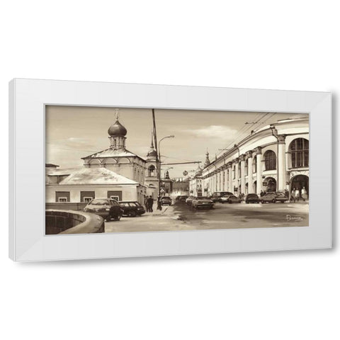 Warwarka Street Moscow White Modern Wood Framed Art Print by Ryazanov