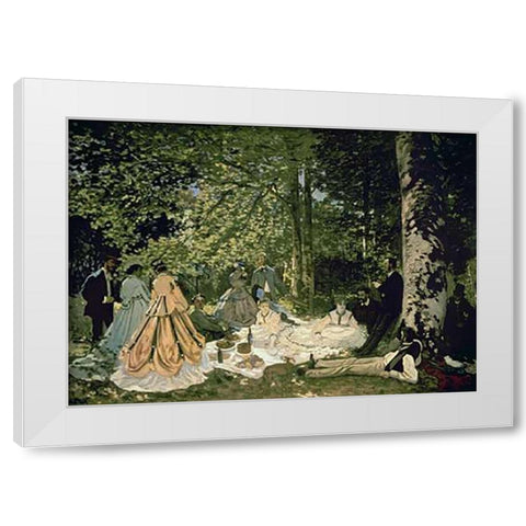 Luncheon on the Grass, 1865-66 White Modern Wood Framed Art Print by Monet, Claude