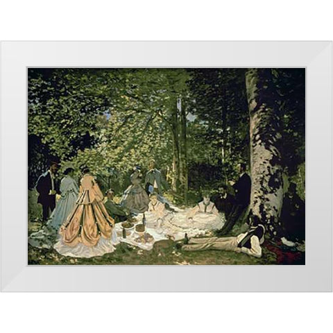 Luncheon on the Grass, 1865-66 White Modern Wood Framed Art Print by Monet, Claude