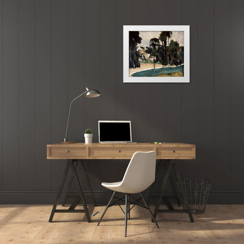 A Way In A Path White Modern Wood Framed Art Print by Cezanne, Paul