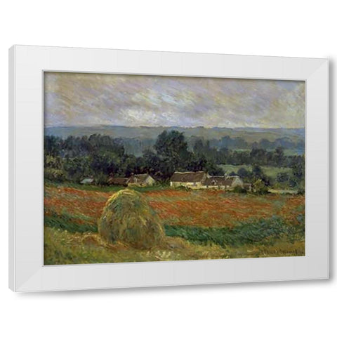 Haystack at Giverny White Modern Wood Framed Art Print by Monet, Claude