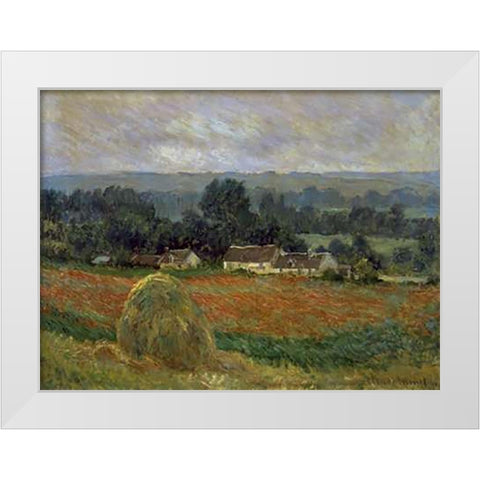 Haystack at Giverny White Modern Wood Framed Art Print by Monet, Claude