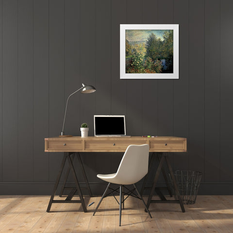 Quiet Corner in the Garden of Montgeron White Modern Wood Framed Art Print by Monet, Claude