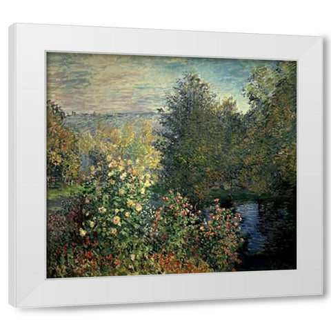 Quiet Corner in the Garden of Montgeron White Modern Wood Framed Art Print by Monet, Claude