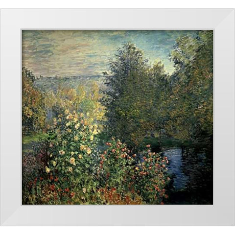 Quiet Corner in the Garden of Montgeron White Modern Wood Framed Art Print by Monet, Claude