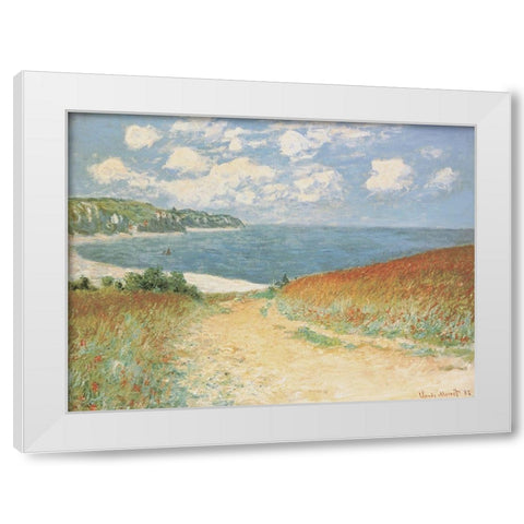 Chemin dans les blés àPourville, 1882 White Modern Wood Framed Art Print by Monet, Claude