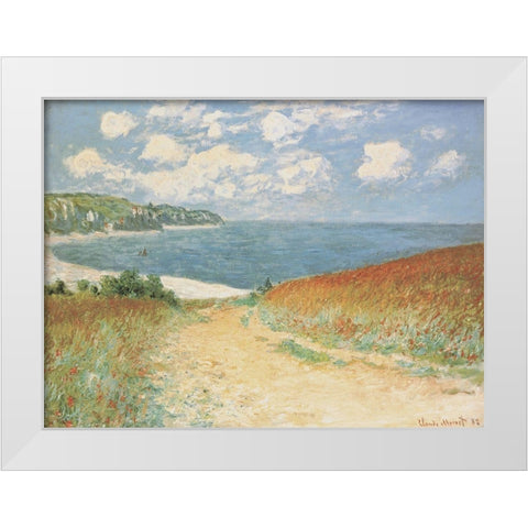 Chemin dans les blés àPourville, 1882 White Modern Wood Framed Art Print by Monet, Claude