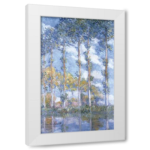 Les Peupliers White Modern Wood Framed Art Print by Monet, Claude