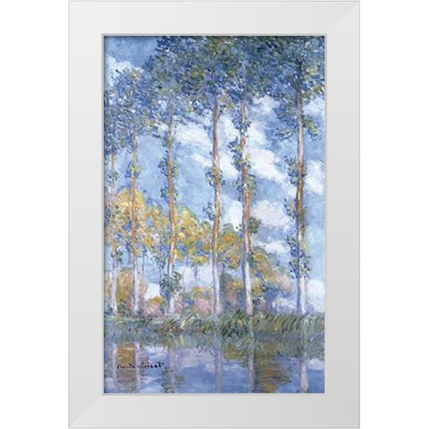 Les Peupliers White Modern Wood Framed Art Print by Monet, Claude