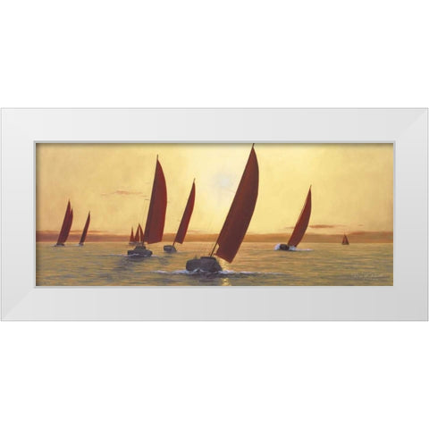Sailing Sailing White Modern Wood Framed Art Print by Romanello, Diane