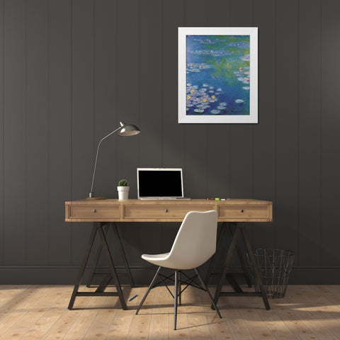 Waterlilies at Giverny White Modern Wood Framed Art Print by Monet, Claude