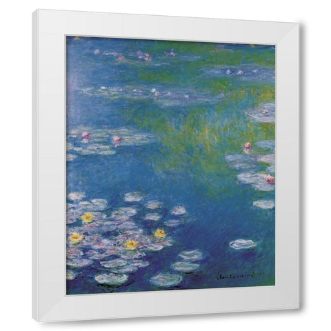 Waterlilies at Giverny White Modern Wood Framed Art Print by Monet, Claude