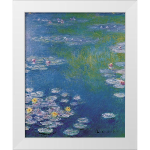 Waterlilies at Giverny White Modern Wood Framed Art Print by Monet, Claude