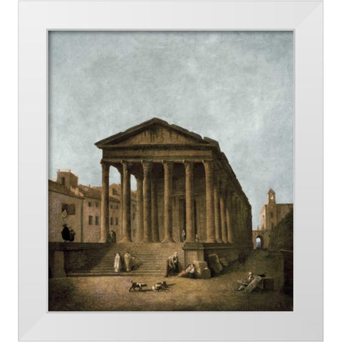 Temple of Augustus in Nimes, 1783 White Modern Wood Framed Art Print by Robert, Hubert