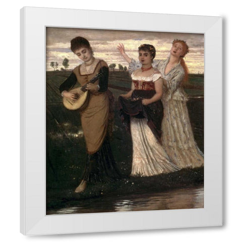 Music in the Fields White Modern Wood Framed Art Print by Bocklin, Arnold