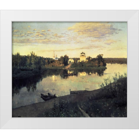 Evening Bells, 1892 White Modern Wood Framed Art Print by Levitan, Isaac