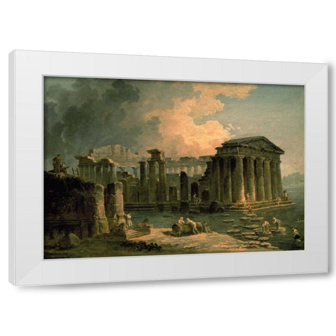 Ruins of a Doric Temple White Modern Wood Framed Art Print by Robert, Hubert