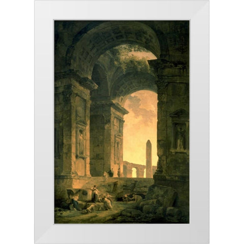 The Landscape with Obelisk White Modern Wood Framed Art Print by Robert, Hubert