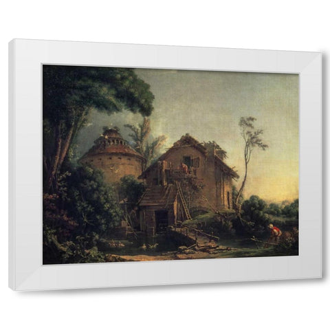 Country Home White Modern Wood Framed Art Print by Boucher, Francois