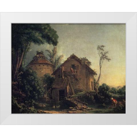 Country Home White Modern Wood Framed Art Print by Boucher, Francois