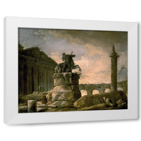 Architectural Landscape with Obelisk White Modern Wood Framed Art Print by Robert, Hubert