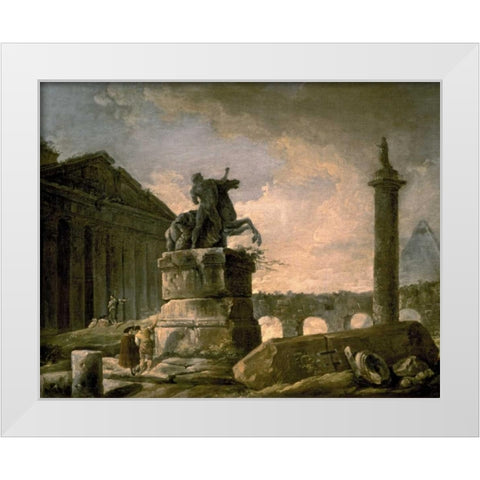 Architectural Landscape with Obelisk White Modern Wood Framed Art Print by Robert, Hubert
