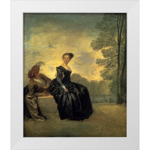 La Boudeuse, 1718 White Modern Wood Framed Art Print by Watteau, Antoine