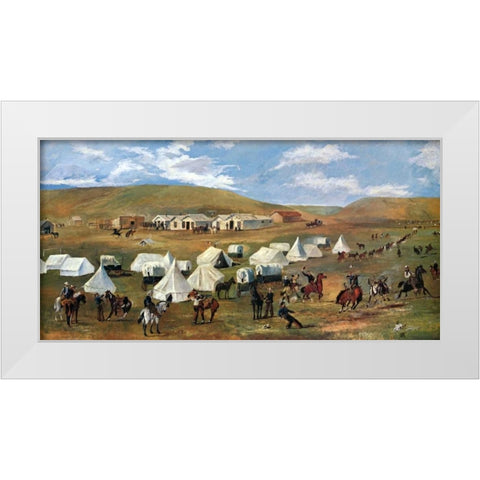 Cowboy Camp During The Roundup White Modern Wood Framed Art Print by Russell, Charles M.