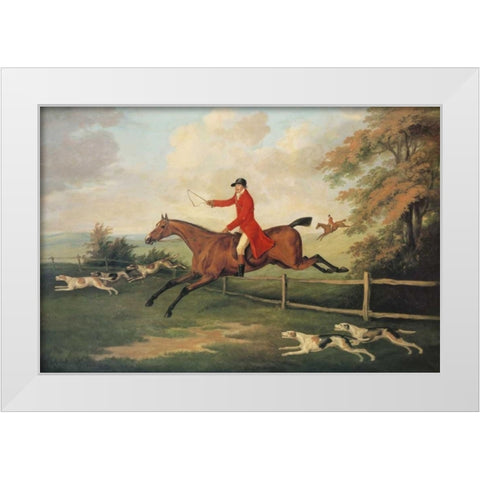 Fox Hunting Scene White Modern Wood Framed Art Print by Sartorius, J.N.