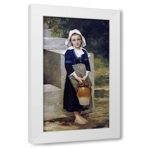 La Fille DEau White Modern Wood Framed Art Print by Bouguereau, William-Adolphe
