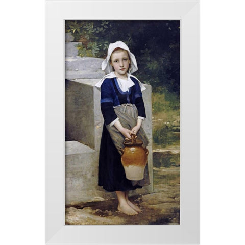 La Fille DEau White Modern Wood Framed Art Print by Bouguereau, William-Adolphe