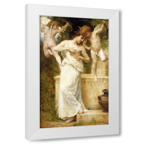 Blessures DAmour White Modern Wood Framed Art Print by Bouguereau, William-Adolphe