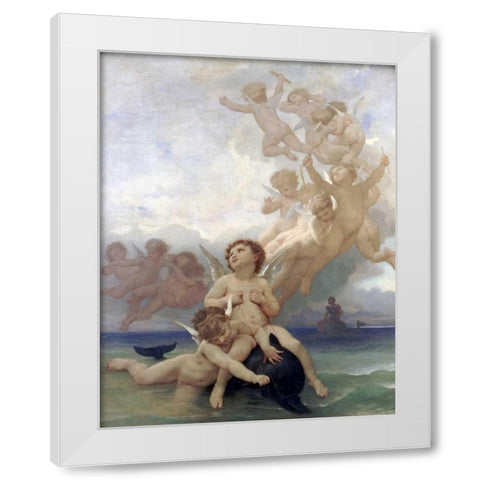 The Birth of Venus White Modern Wood Framed Art Print by Bouguereau, William-Adolphe