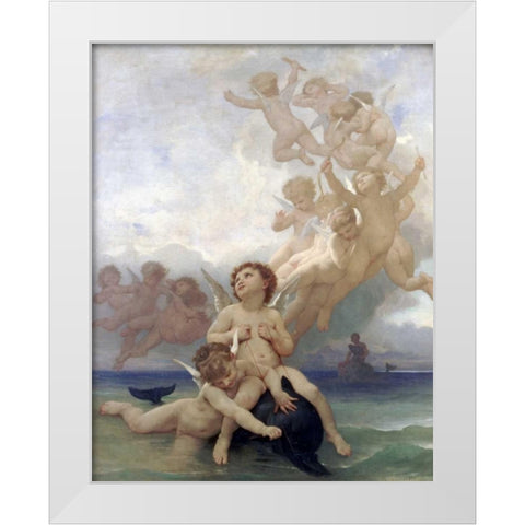 The Birth of Venus White Modern Wood Framed Art Print by Bouguereau, William-Adolphe