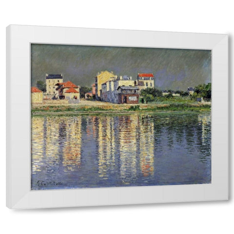Banks of The Seine at Argenteuil White Modern Wood Framed Art Print by Caillebotte, Gustave