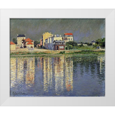 Banks of The Seine at Argenteuil White Modern Wood Framed Art Print by Caillebotte, Gustave