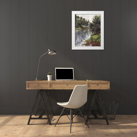 A Small Branch of The Seine, Argenteuil White Modern Wood Framed Art Print by Caillebotte, Gustave